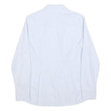 TOMMY HILFIGER Womens Blue & White Striped Shirt M Classic Cotton Blend Long