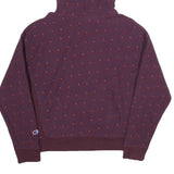 CHAMPION REVERSE WEAVE Mens Maroon & Pink Hoodie L Cotton Pullover Patterned