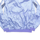 OVATION Mens Blue Nylon Bomber L Shiny Light Purple Collar Patterned Jacket Zip