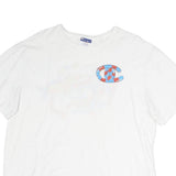 CHAMPION Mens White Graphic T-Shirt L Short Sleeve Crew Neck Cotton Casual