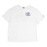 CHAMPION Mens White Graphic T-Shirt L Short Sleeve Crew Neck Cotton Casual