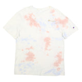 CHAMPION Mens White & Pink Tie Dye T-Shirt L Short Sleeve Crew Neck Casual