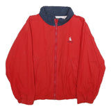 NAUTICA Mens Red & Navy Cotton Zip Jacket L Lightweight Sailing Graphic