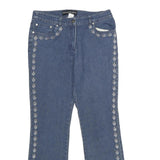 BIANCA NYGARD Womens Regular Fit Blue Denim Jeans W30 L30 Embroidered Detail