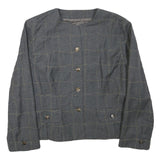 Onnochiaro Womens Grey Wool Blend Button Jacket S Check Pattern
