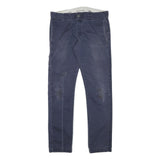 DICKIES Mens Slim Blue Trousers W32 L31 Workwear Zip Pocket Casual