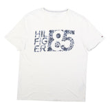 TOMMY HILFIGER Mens White Graphic T-Shirt XL Short Sleeve Crew Neck Cotton