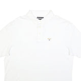 BARBOUR Mens White Short Sleeve Plain 2XL Polo Shirt Cotton Blend Classic Fit