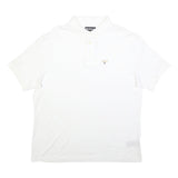 BARBOUR Mens White Short Sleeve Plain 2XL Polo Shirt Cotton Blend Classic Fit