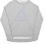 REEBOK Womens Grey Hoodie XS Lightweight Logo Pullover Sweatshirt
