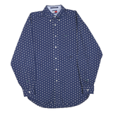 TOMMY HILFIGER Mens Blue & White Patterned Cotton Blend Shirt M Button-Down