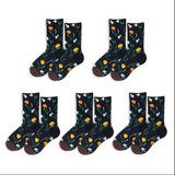 Anyfootwear 5 Pairs Size 5-9 Unisex Long Socks Cartoon Nature Water Print Design Warm Winter Socks Comfortable Casual Foot Accessories