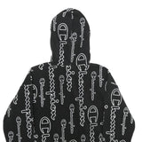 CHAMPION Mens Black Hoodie XS All Over Logo Print Pullover Zip Hoodie