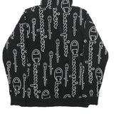 CHAMPION Mens Black Hoodie XS All Over Logo Print Pullover Zip Hoodie