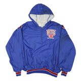 DE LONG Mens Blue Red White Christian Brothers Metro Nylon Jacket 2XL Hooded Zip