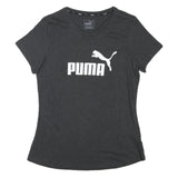 PUMA Womens Black Graphic T-Shirt UK 12 Short Sleeve Crew Neck Cotton Blend