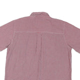 CHAPS Mens Red & White Check Shirt XL Cotton Blend Button-Down Collar Short