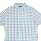 LEE Mens Blue & Green Checked Short Sleeve Shirt XL Casual Cotton Blend