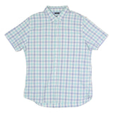 LEE Mens Blue & Green Checked Short Sleeve Shirt XL Casual Cotton Blend