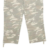 REFLET Womens Cotton Blend Green & Cream Striped Regular Fit Cargo Trousers W32