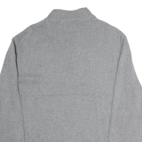CHAPS Mens Grey Pullover Plain 1/4 Zip Basic Knit L Cotton Jumper Casual