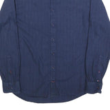 TOMMY HILFIGER Mens Blue Shirt M Button Down Cotton Blend Classic Fit Long