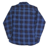 WORK CENTRE Mens Blue & Navy Check Shirt M Long Sleeve Button Pocket Casual