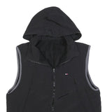 TOMMY HILFIGER Mens Black & Grey Hooded Jacket L Polyester Blend Zip Casual