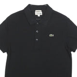 LACOSTE Mens Black Short Sleeve Polo Shirt S Cotton Blend Classic Fit