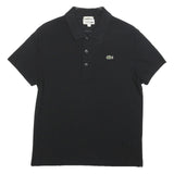 LACOSTE Mens Black Short Sleeve Polo Shirt S Cotton Blend Classic Fit