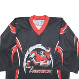 INTERHOCKEY Mens Black Red Graphic Hockey Jersey L Long Sleeve V-Neck Sport