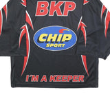 INTERHOCKEY Mens Black Red Graphic Hockey Jersey L Long Sleeve V-Neck Sport