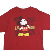 DISNEY Mens Red Mickey Mouse Graphic T-Shirt XL Short Sleeve Crew Neck