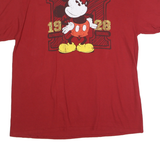 DISNEY Mens Red Mickey Mouse Graphic T-Shirt XL Short Sleeve Crew Neck