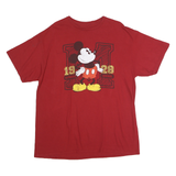 DISNEY Mens Red Mickey Mouse Graphic T-Shirt XL Short Sleeve Crew Neck