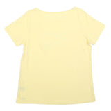 CREW CLOTHING Womens Yellow Cotton Blend Graphic T-Shirt UK 14 Short Sleeve