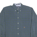 TOMMY HILFIGER Mens Green & Blue Check Shirt M Button Down Cotton Blend