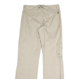 BLUE BASIC Womens Cotton Blend Beige Regular Fit Straight Leg Trousers W32 L32