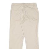 Beige Womens Cotton Blend Regular Fit Straight Leg Trousers W32 L28 Classic