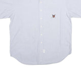 POLO RALPH LAUREN Mens Light Blue & White Short Sleeve Shirt XL Button-Down
