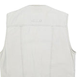 HAOBAO Mens White Cotton Blend Utility Jacket XL Vest Style Zip Pockets