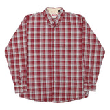 WRANGLER Mens Red & White Checked Shirt L Cotton Blend Classic Button Down