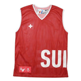 SHSV FSSU Mens Red White Sleeveless V-Neck Graphic Polyester Blend T-Shirt M