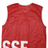 SHSV FSSU Mens Red White Sleeveless V-Neck Graphic Polyester Blend T-Shirt M