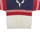 GREENLINE Mens Blue & Red & White Short Sleeve Striped Polo Shirt M Rugby Style