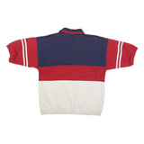 GREENLINE Mens Blue & Red & White Short Sleeve Striped Polo Shirt M Rugby Style