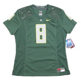NIKE Womens Green Oregon Football T-Shirt L Short Sleeve V-Neck Athletic