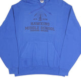 JERZEES Mens Blue Hawkins Middle School A.V. Club Pullover Hoodie M Cotton Blend