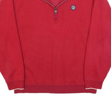 AHEAD Mens Red 1/4 Zip Sweatshirt L Cotton Blend Casual Pullover