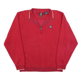 AHEAD Mens Red 1/4 Zip Sweatshirt L Cotton Blend Casual Pullover